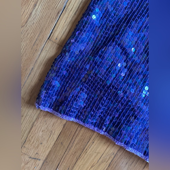 80s Vintage Purple Sequin and Beaded Shift Dress - Picture 2 of 9